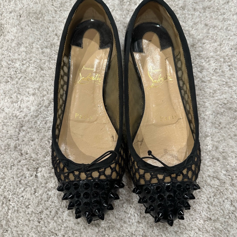 Black Mesh Studded Flats - Picture 5 of 6